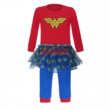 Wonder Woman Symbol Kids Pajama Set with Tutu