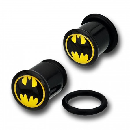 Batman Black Acrylic Single Flare Plugs1