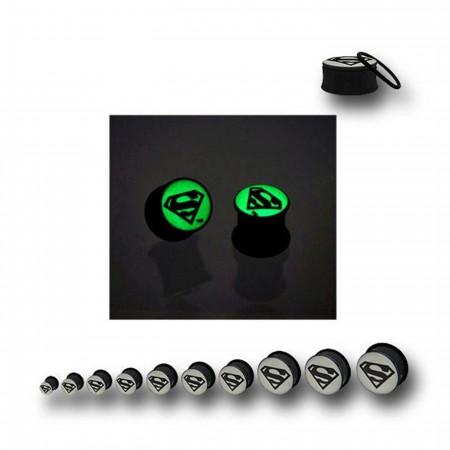 Superman Acrylic Glow in the Dark Single Flare Plugs