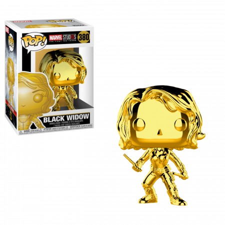 Marvel Studios 10th Anniv Black Widow Funko Gold Chrome Pop Bobble Head