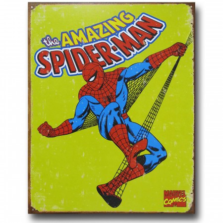 Spider-Man Yellow Vintage Tin Poster Sign
