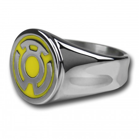 Yellow Lantern Symbol Stainless Steel Ring