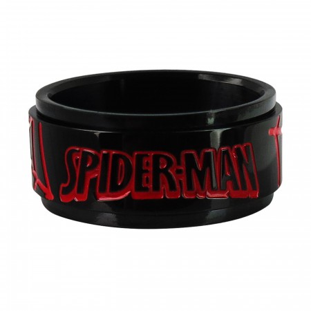 Spiderman Web Stainless Steel Plated Spinner Ring