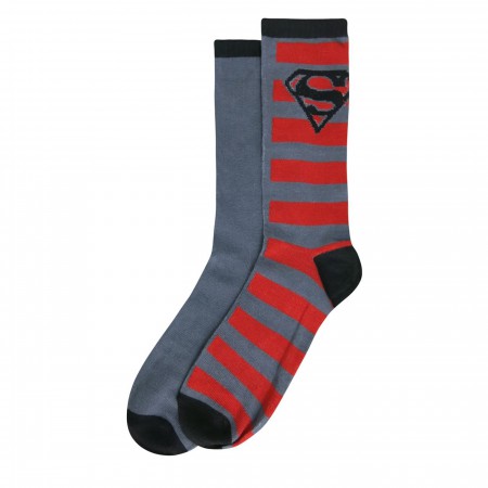 Superman Image and Stripes Sock 2 Pack