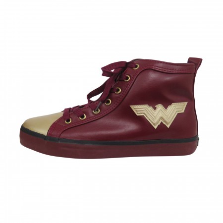 Wonder Woman Logo Red Hightop Sneakers