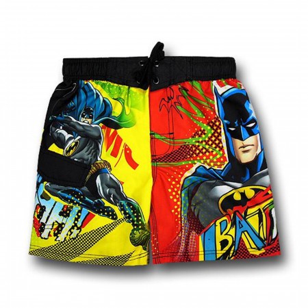 Batman Yellow and Red Kids Board Shorts