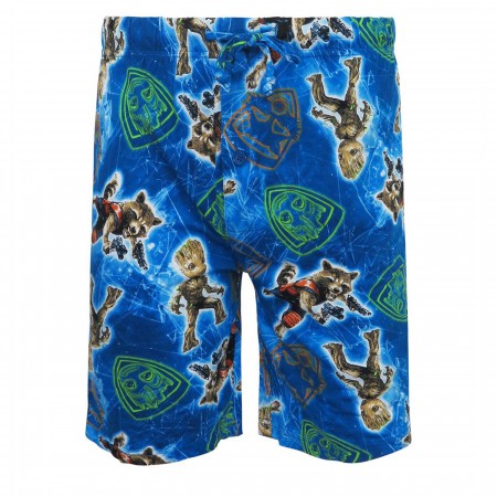 GOTG Groot & Rocket Raccoon Men's Jersey Pajama Shorts