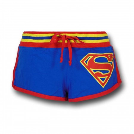 Superman Women's Striped Logo Short Shorts