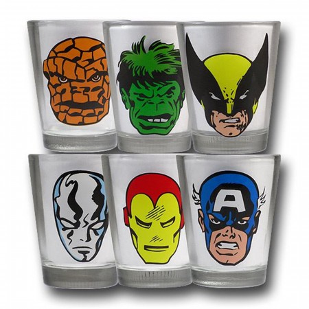 Marvel Head Shots 6 Shot Glass Set