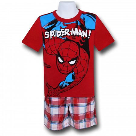 Spiderman Kids Shirt & Plaid Shorts Set