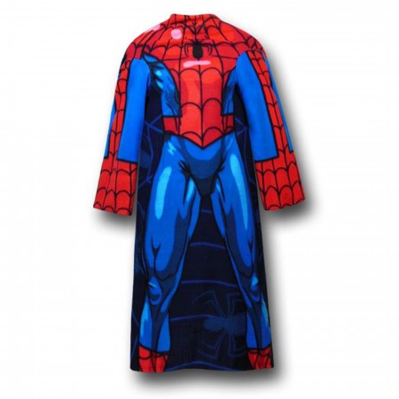 Spiderman Blue Pose Juvenile Snuggy Sleeved Blanket