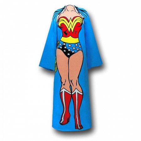 Wonder Woman Heroic Pose Throw Blanket with Sleeves