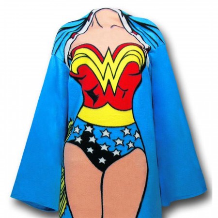 Wonder Woman Heroic Pose Throw Blanket with Sleeves