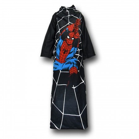 Spiderman Adult Black Snuggie Sleeved Blanket