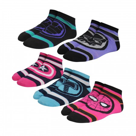 Avengers Hero Logos Women's Low-Cut Socks 5-Pack