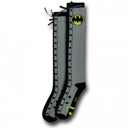 Batman Faux Lace-Up Knee High Socks