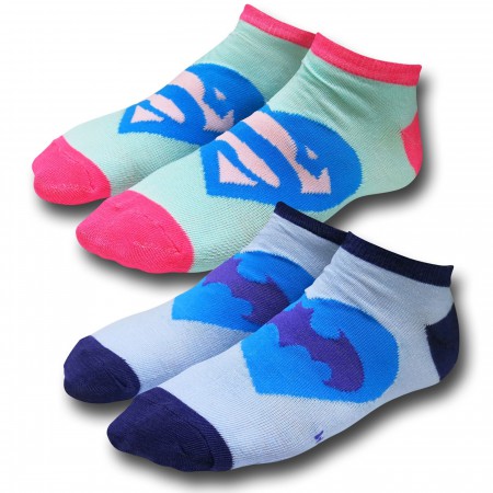 Batman and Superman Heart Women's Ankle Socks 2-Pack