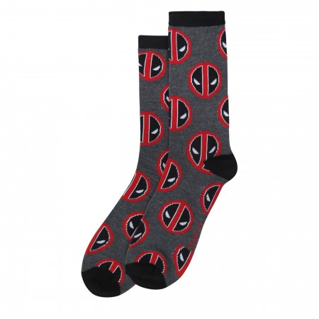 Deadpool Symbols on Charcoal Crew Socks