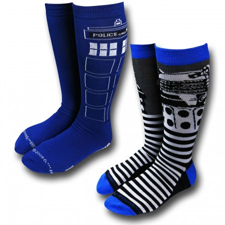 Doctor Who Dalek and TARDIS 2 Pack Crew Socks