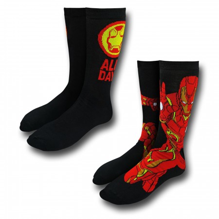 Iron Man Image and Symbol Socks 2-Pack