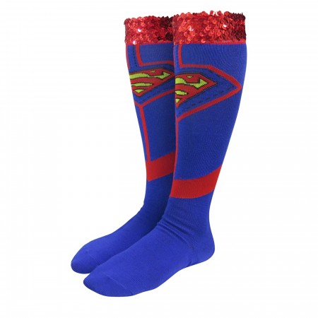 Supergirl Costume Women's Knee High Socks