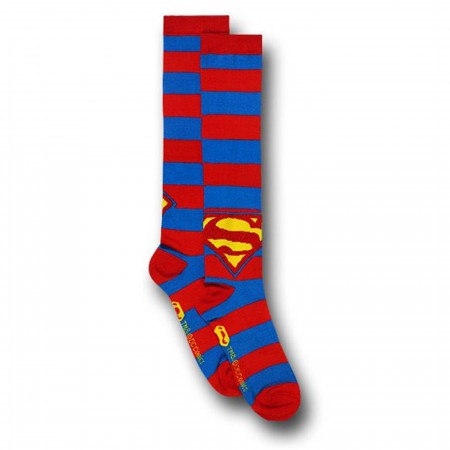 Superman Striped Knee-High Socks