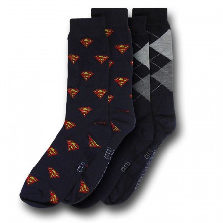 Superman Mini Symbols and Argyle Socks 2-Pack
