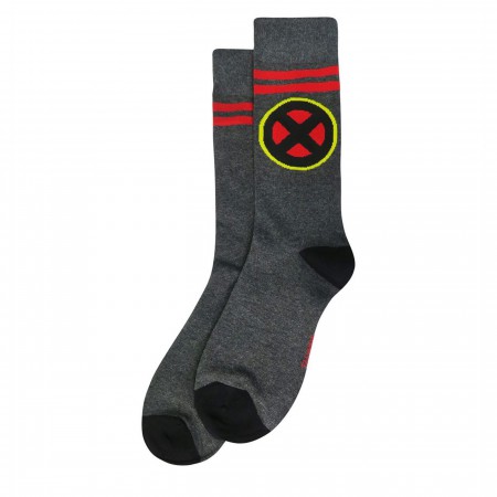X-Men Symbol Heather Charcoal Grey Crew Sock