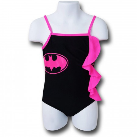 Batgirl Cascade Ruffle Kids One-Piece Swimsuit