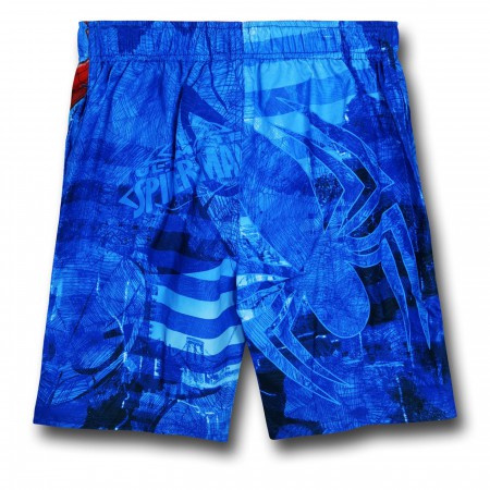 Spiderman Leaping Kid's Board Shorts