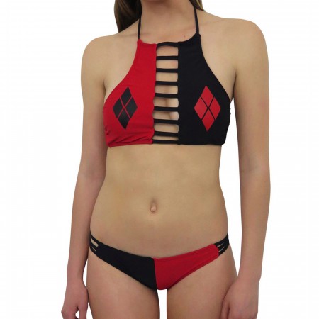 Harley Quinn Cut-Out High Neck Halter Top Bikini