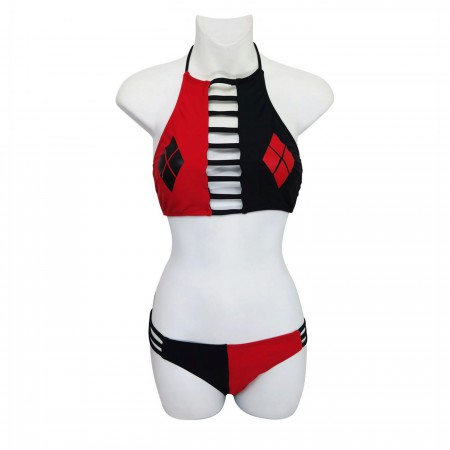 Harley Quinn Cut-Out High Neck Halter Top Bikini