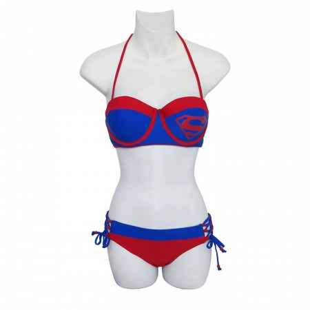 Supergirl Lace-Up Bustier Bikini