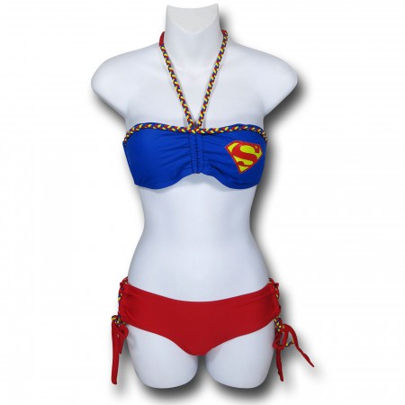 Supergirl Bandeau Lace-Up Bottom Bikini