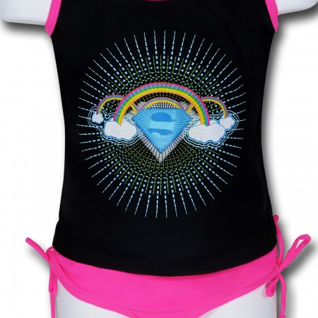Supergirl Clouds Tank Top Girls Swimsuit Set