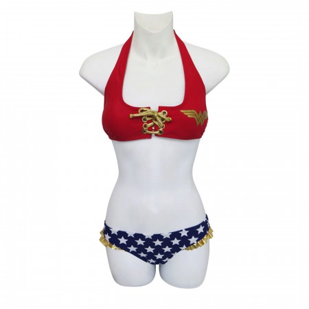 Wonder Woman Lace-Up Top Bikini