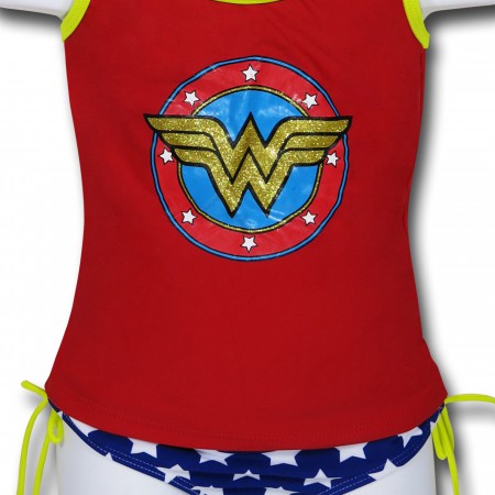 Wonder Woman Shield Tank Girls 2pc Swimsuit