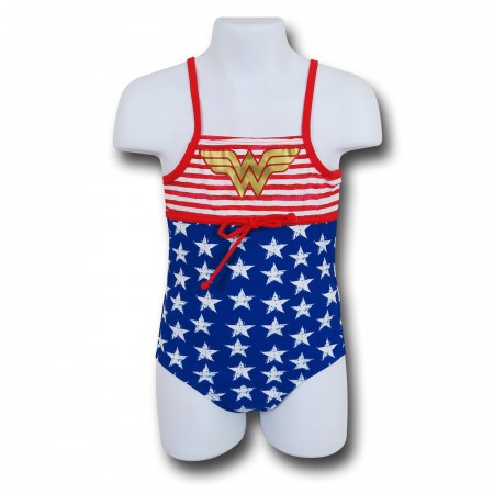 Wonder Woman Stars & Stripes One-Piece Kids Swimsuit