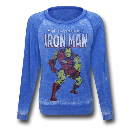 Iron Man Vintage Heather Blue Women's Sweatshirt