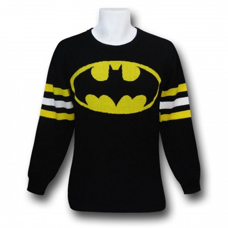 Batman Symbol Black Sweater w/Striped Arms