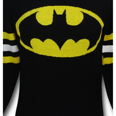 Batman Symbol Black Sweater w/Striped Arms