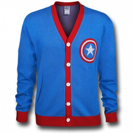 Captain America Shield Symbol Blue Cardigan