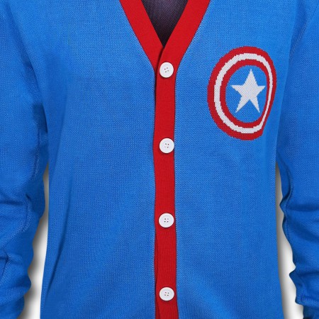 Captain America Shield Symbol Blue Cardigan