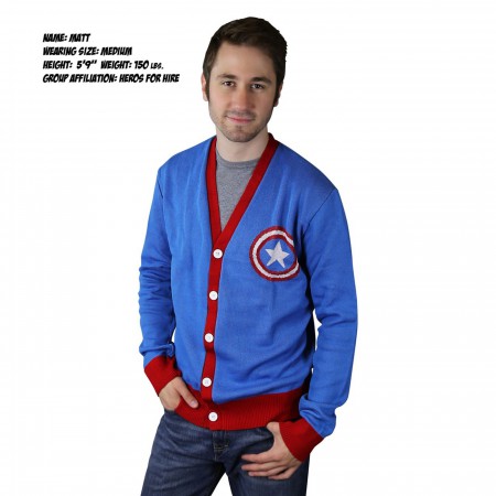 Captain America Shield Symbol Blue Cardigan