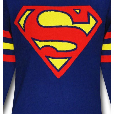Superman Symbol Blue Sweater w/Striped Arms