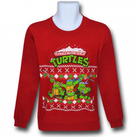 TMNT Group Red "Christmas Sweater" Sweatshirt