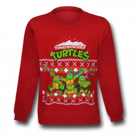 TMNT Group Red "Christmas Sweater" Sweatshirt