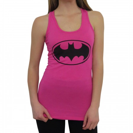 Batgirl Symbol Women's Pink Racer Back Tank Top