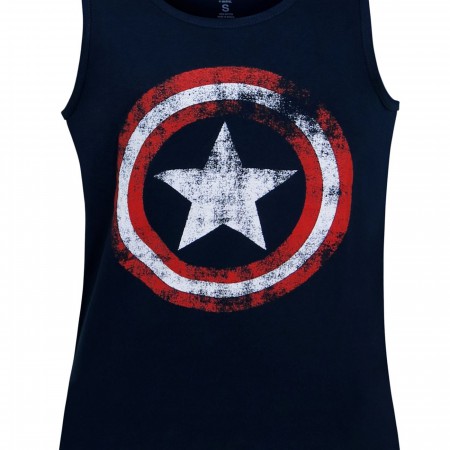 Captain America Distressed Navy Blue Tank Top