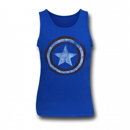 Captain America Distressed Shield Royal Blue Tank Top